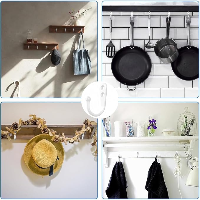 15 Pcs White Coat Hooks, Wall Hooks - Image 7