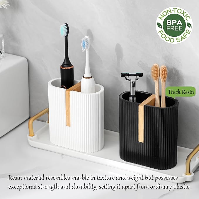 Toothbrush Holders for Bathroom, Bamboo Electric Toothbrush Stand, Bathroom - Image 2