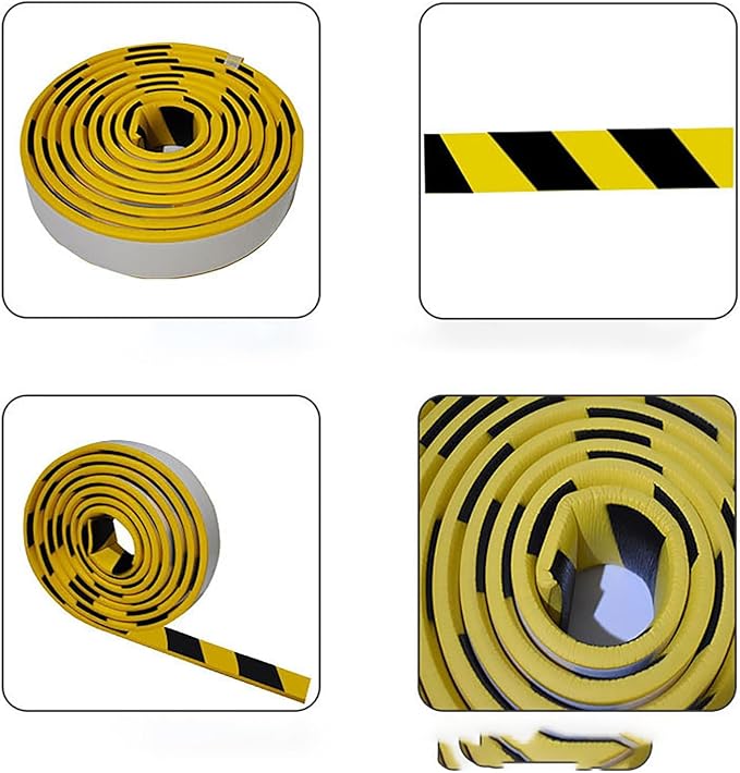 Heavy Duty Wall & Corner Guards 5m Corrugated Self-Adhesive NBR Rubber Protection with Yellow/Black Stripes for Parking Columns & Garage Safety(2PCS,20 cm)