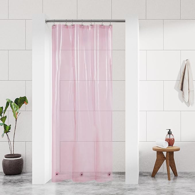 Barossa Design Clear Pink Stall Shower Curtain Liner by BarossaDesign