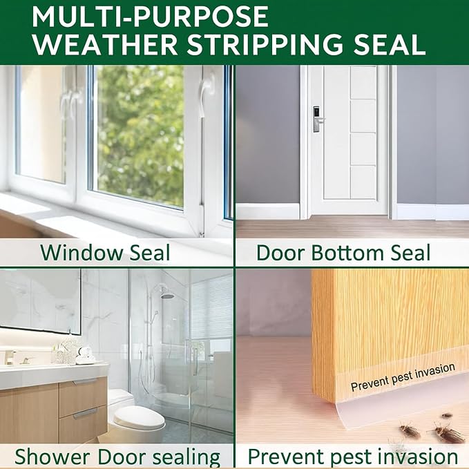 49 Feet Clear Weather Stripping Door Seal, Draft Seal Tape - Image 6