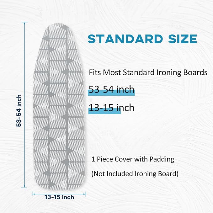 Ironing Board Cover and Pad 15x54, RAINHOL Gray Pattern Standard Size - Image 2