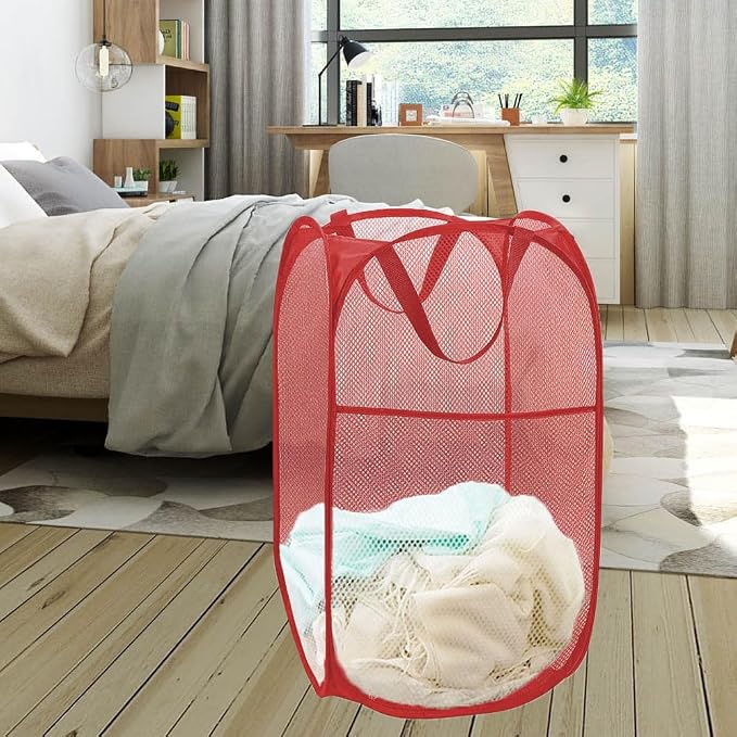 Pop up Hamper for Laundry, Collapsible Mesh Laundry Basket, Portable Foldable - Image 4