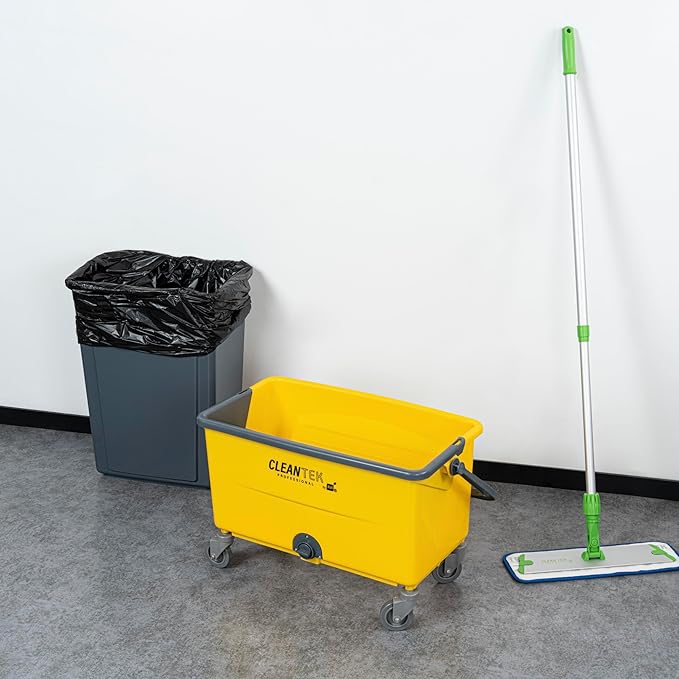 Restaurantware-Clean Tek Professional 44 Quart Cleaning Bucket, 1 Bucket With Comfortable Handle - Drain Valve, Heavy-Duty, Yellow On Wheels, Portable, For Restaurant, Home, School, Or Office