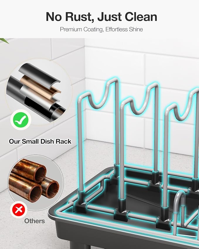 Small Dish Drying Rack with Drainboard, Compact - Image 5