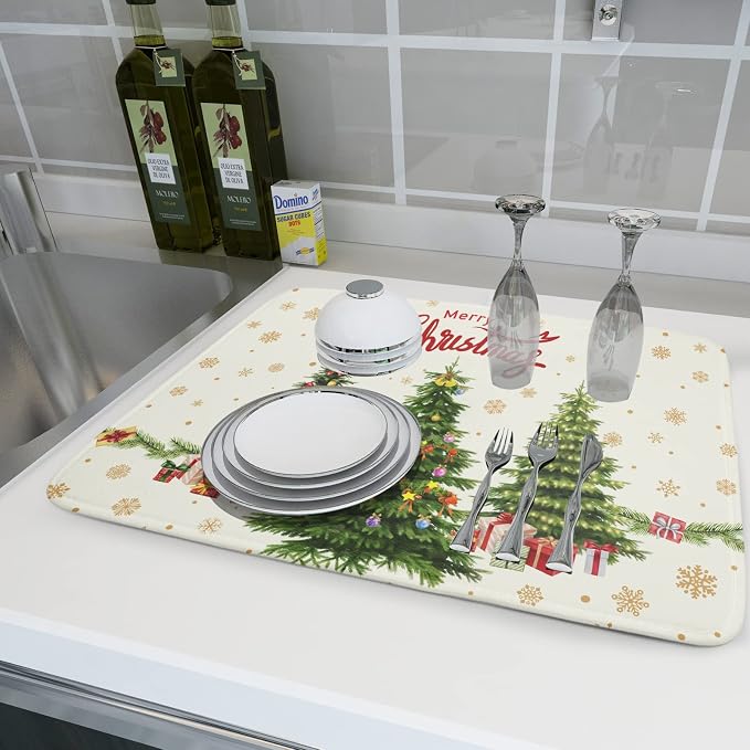 Kawani Christmas Tree Dish Drying Mat 18x24 - Image 6