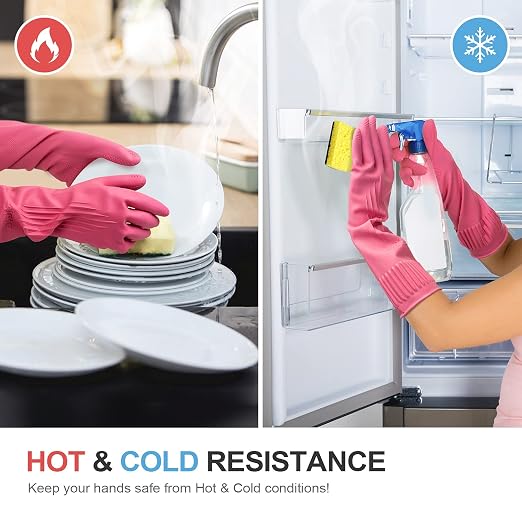 Mamison Rubber Dishwashing Gloves, Non-Slip Kitchen, 2 Pairs | Korean natural - Image 5