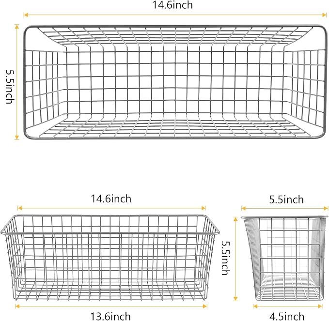 Kinlink 2 Sets Grey Extra Large Hanging Wall Basket - Image 2