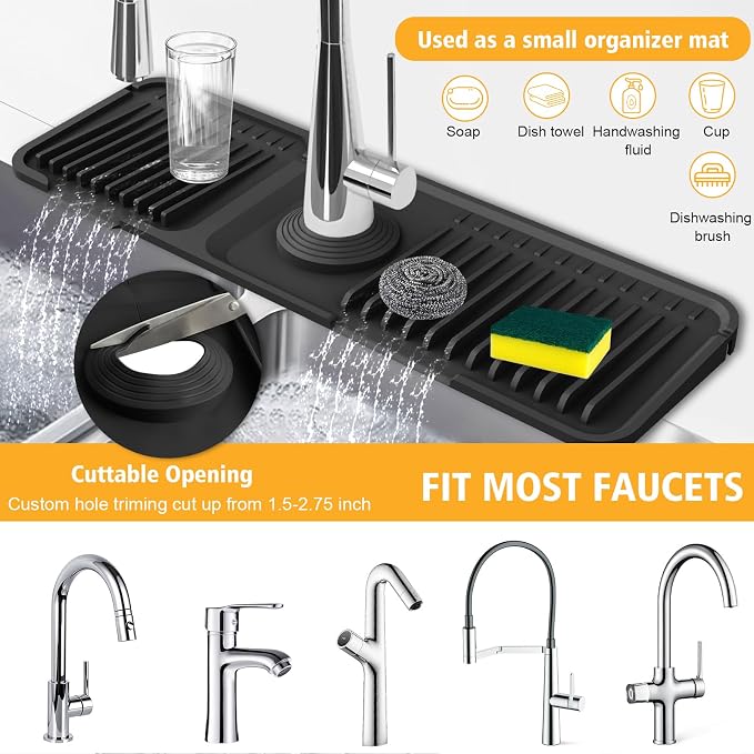 17.7-Inch Kitchen Sink Splash Guard Mat | 7° Slope - Image 4