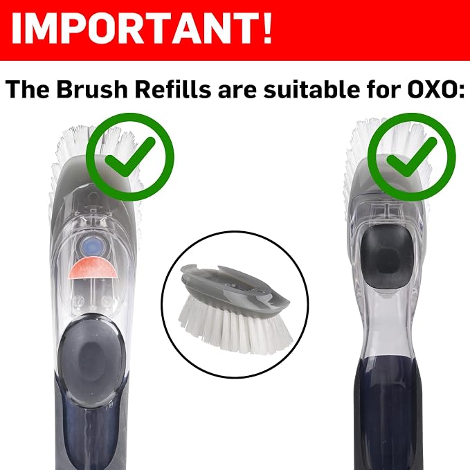 Brush Refills for OXO Dish Brush | 4 Pack Dish Brush Cleaning Soap Dispensing - Image 2