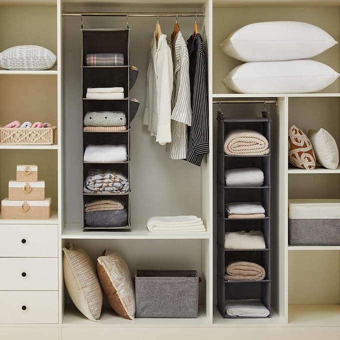 YOUDENOVA Hanging Closet Organizer and Storage, 2 Packs, 2 Side Pockets - Image 2