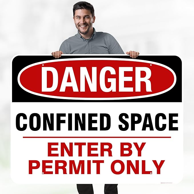 Danger Confined Space Enter By Permit Only Sign, 36x48 Inches, Rust Free DiBound, Fade Resistant, Made in USA by My Sign Center