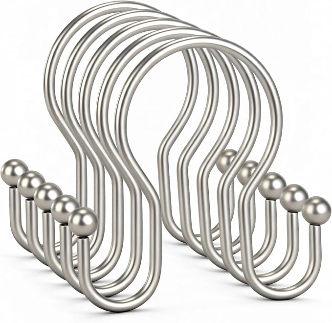 Shower Curtain Hooks, Stainless Steel Shower Curtain Hangers, Metal Shower by Goowin