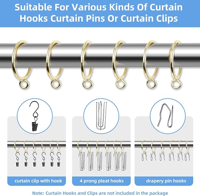 Curtain Rings with Eyelets, 48 Pack Metal Drapery Rings - Image 4