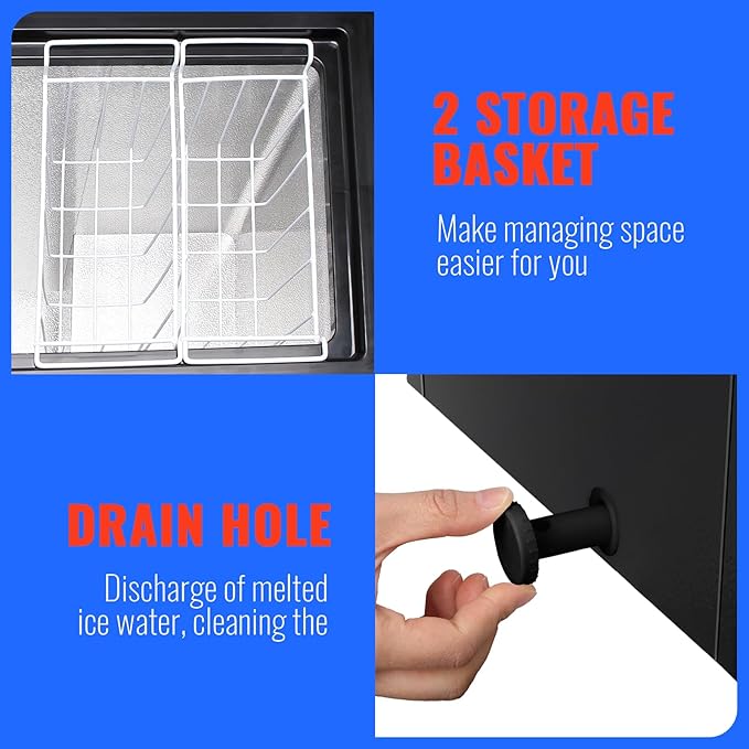 Mini Deep Freezer Small Freezer Top Open Door Chest Freezer with Removable Storage Basket for Home Kitchen Garage