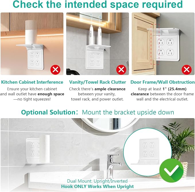 WALI Double Outlet Shelf Wall Holder – Bathroom Shelf Duplex - Image 8