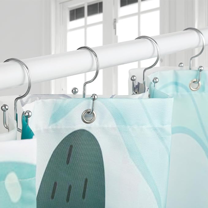 Shower Curtain Hooks, Durable Rust Proof Silver Shower Curtain Hooks, Shower - Image 2