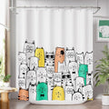 AmazerBath Shower Curtain, Washable Cute Kitty Carnival Cloth Shower Curtain Set by AmazerBath