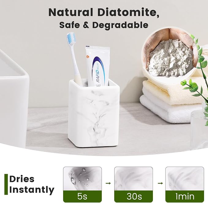 Luxspire Toothbrush Holders, Diatomite Toothbrush Cups - Image 4