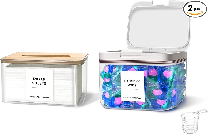 2 Pack Laundry Pods Container and Dryer Sheet Holder by Unknown