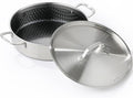 DELARLO 8Quart Tri-Ply Stainless Steel Non Stick Braiser Pan with Lid,13inch Deep Frying Pan,Large Saute Pan,Jumbo Cooker,Induction Compatible,Heavy Duty and Oven Safe