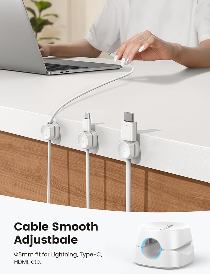 Lamicall 8 Pack Cord Organizer, Cable Management Clips | Spring-Powered Cord - Image 5