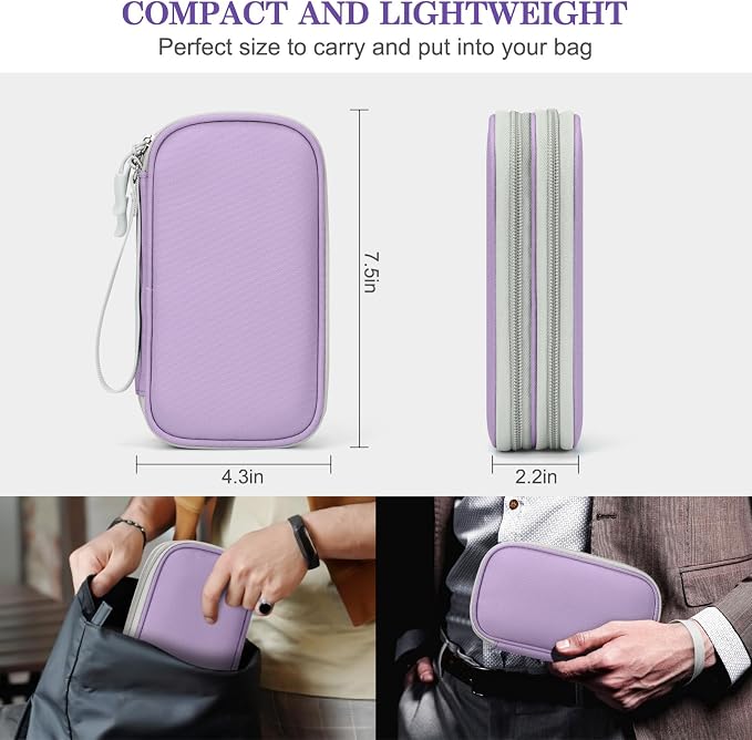 FYY Electronic Organizer, Travel Tech Pouch, Cable Organizer Light Purple | - Image 2