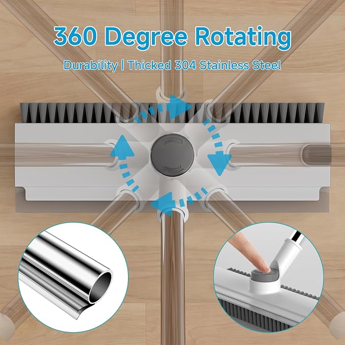 Pool Scrub Brush with 52" Pole, 3 in 1 Pool Cleaning Brush with Squeegee - Image 4