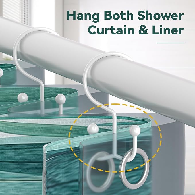24 Pcs Shower Hooks & Rings, Durable Rust Proof Double Glide Rings, Simple Hooks - Image 6