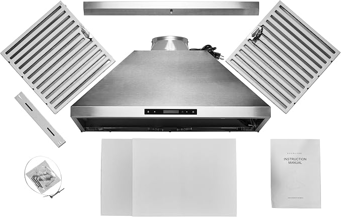 Hauslane - Chef Series Range Hood 36" WM-538 Wall Mount Range Hood - European Style Stainless Steel Stove Ventilation - 3 Speed, Touch Control, LED Lamps, Baffle Filters - Vented or Ductless