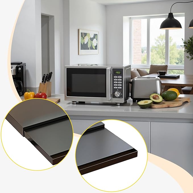 Generic Slide Out Kitchen Appliance Stand Storage Shelf Adjustable for Rice Cooker Sturdy Versatile with 2 Tiers Extended Work Table, Black