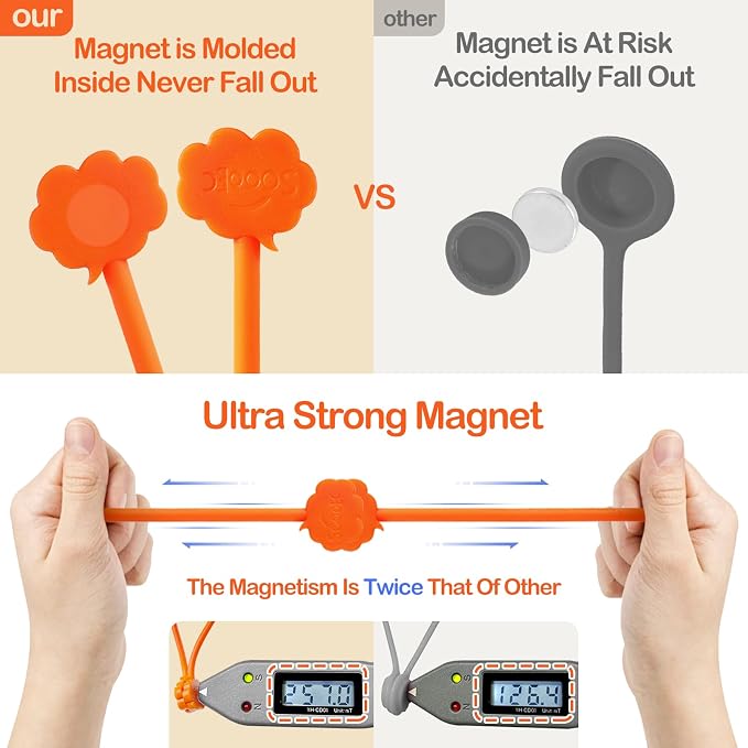 SOOOEC Magnetic Cable Ties 16 Pack, Cute Cloud 7.2" Silicone 8 Colors | Strong - Image 6