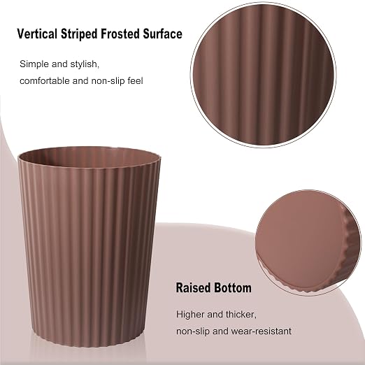 JiatuA Small Bathroom Trash Can Plastic Wastebasket Garbage Can Brown | Sturdy - Image 3