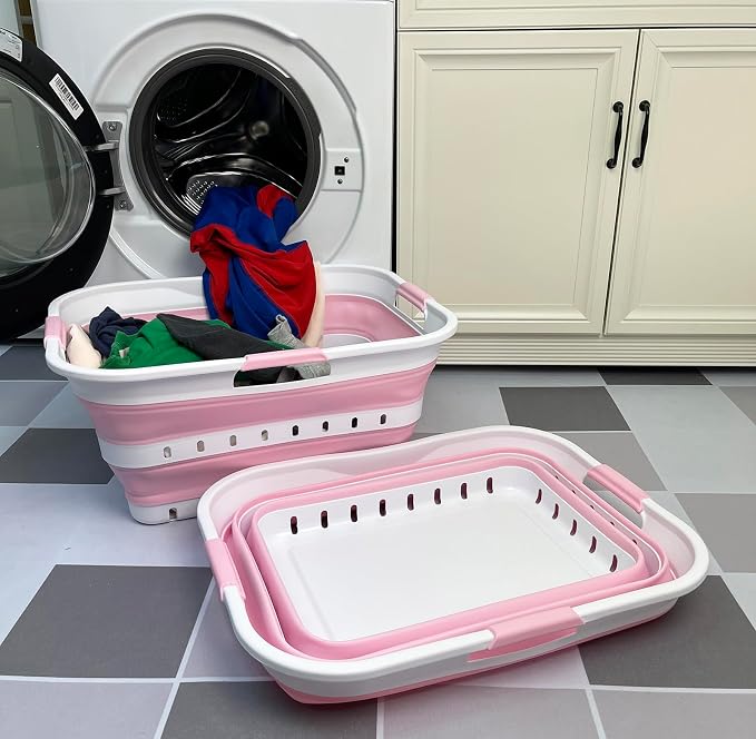 SAMMART 42 Collapsible Plastic Laundry Basket, Foldable Pop Up Storage - Image 6