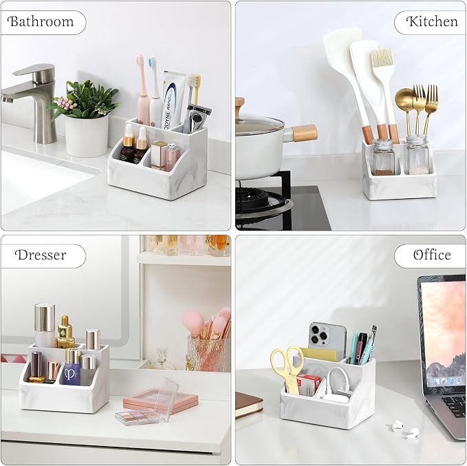 Luxspire Diatomite Toothbrush Holder, 4 Slots, Marble White | Fast Drying - Image 6