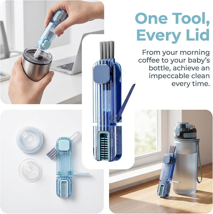 VIDONIO 4 in 1 Cup Lid Gap Cleaning Brush, Mutipurpose Tiny Silicone Cup Holder - Image 4