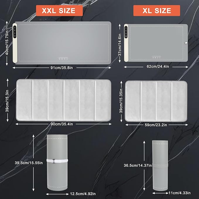 FYY Extra Large Warming Mat for Food with Heat Resistant Pad, Prevent Countertop Cracks, Keep Meal Warm, Rapid and Full Surface Heating, 6 Temp Settings, 6H Timer, Rollable Portable Food Warmer, Grey