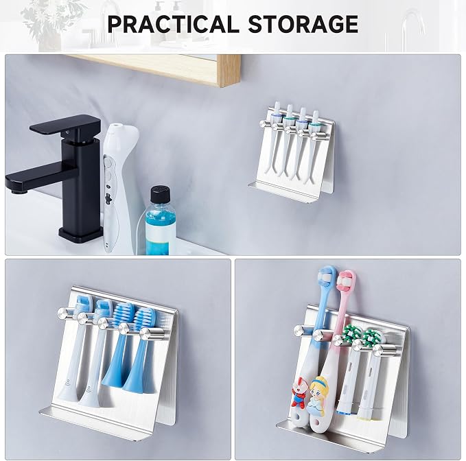 Electric Toothbrush Head Holder Adhesive or Tabletop, Tooth Brush Holder - Image 7