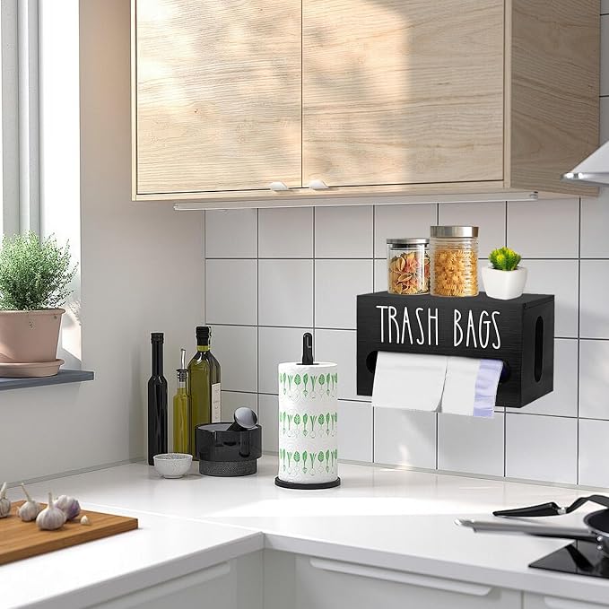 Wooden Trash Bag Dispenser Organizer - Image 5