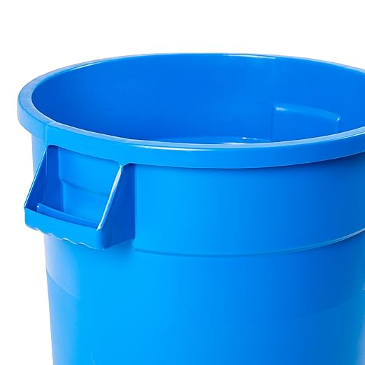 PRO&Family Commercial Round Trash Can, Ingredient Bin, Heavy-Duty Plastic, Anti-Static, Kitchen, Office, Outdoor Use (Blue, 20 Gallon)