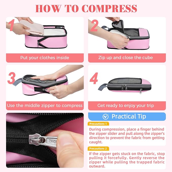 BAGAIL 4 Set/6 Set/8 Set Compression Packing Cubes Travel Accessories - Image 4