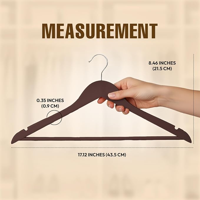 Utopia Home Wooden Hangers 30 Pack – Slim Suit Hangers Vintage | 360° rotatable - Image 2