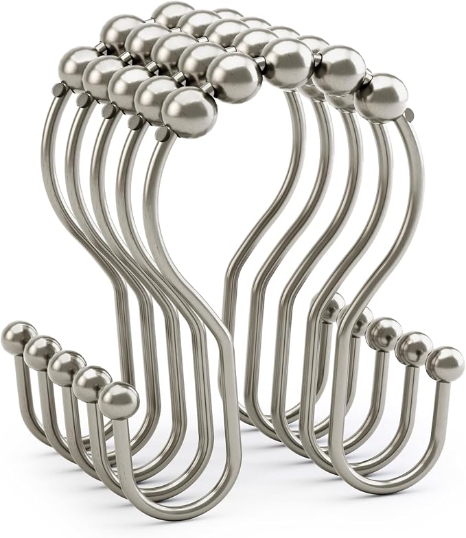 AmazerBath Shower Curtain Hooks, Shower Curtain Rings, Metal Nickel Shower - Image 8