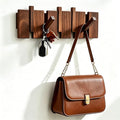 Coat Rack Wall Mount, Walnut 5 Flip-Down Picket Hanger Hooks by WelcometoQuellance