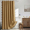 MIULEE 72"x84" Extra Long Scalloped Linen Shower Curtain Gold Brown by MIULEE