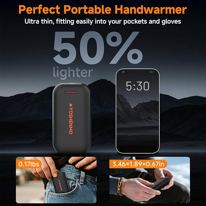 Hand Warmers Rechargeable, Electric Hand Warmer Reusable, AI Smart Chips 20Hrs Long Safe Heat,Gifts for Christmas Outdoor/Indoor/Golf/Camping/Hunting/Pain Relief(2 Packs)