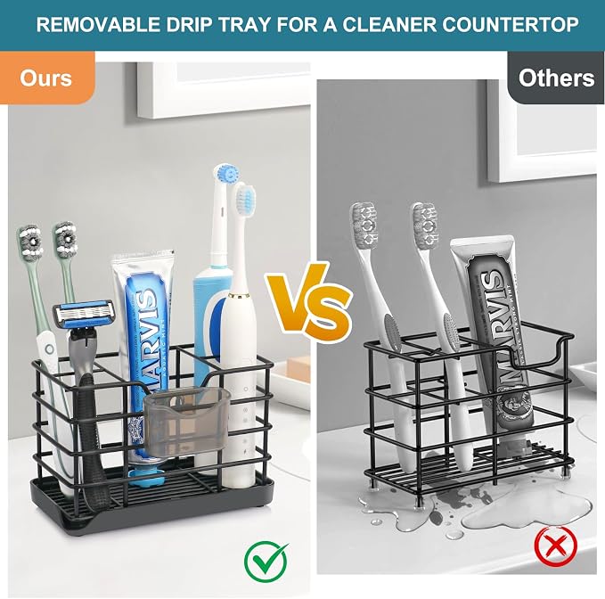Toothbrush Holders for Bathroom, Stainless Steel, Detachable, 5 Slot - Image 2