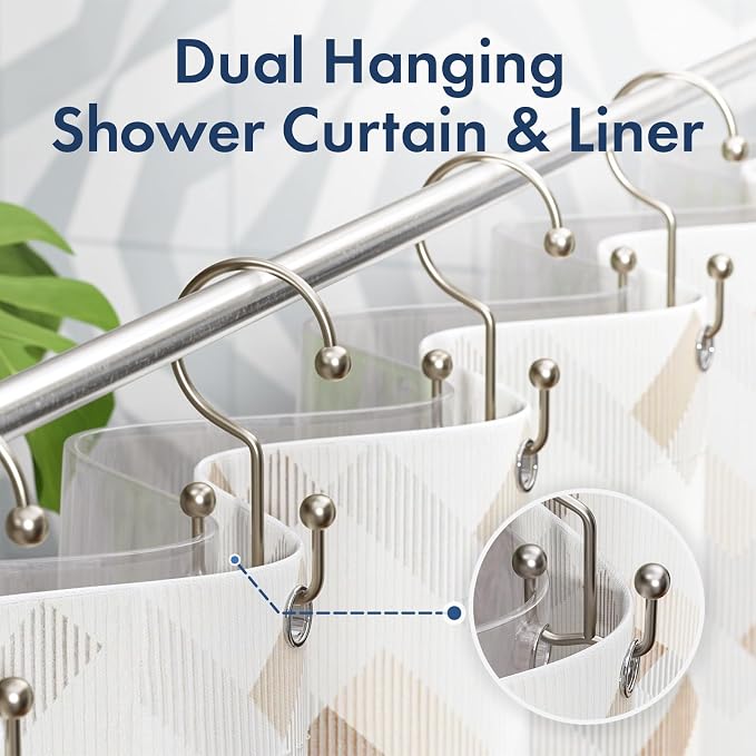 Bathway Shower Curtain Hooks Matte Nickel Shower Curtain Rings, Metal Shower - Image 3