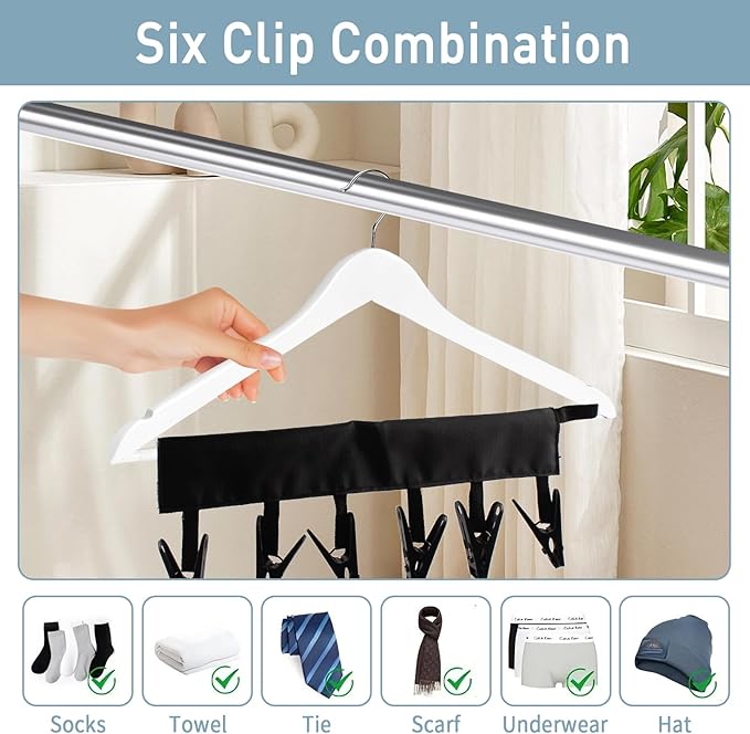 TamBee Portable Hanger Clips Travel Clothesline Travel Hangers Towel Drying - Image 6