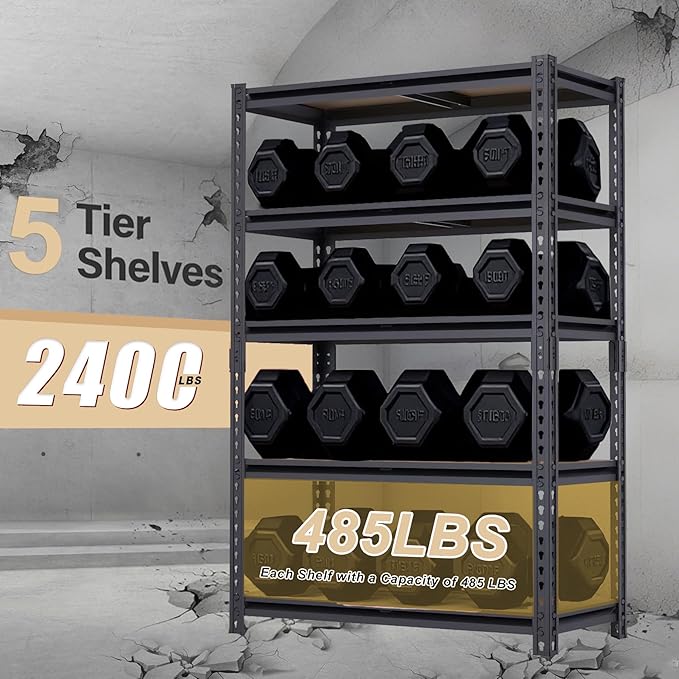 Storage Rack,2400 LBS Garage Shelving Units,16" x 35.5'' x 72'' Storage Shelves Heavy Duty, Basement Shelving, Metal Shelving Units Free Standing